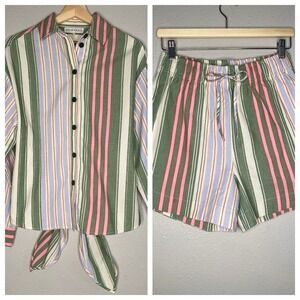 Stine Goya‎ Striped Organic Cotton Set Tie Back Top & High Rise Shorts XXS